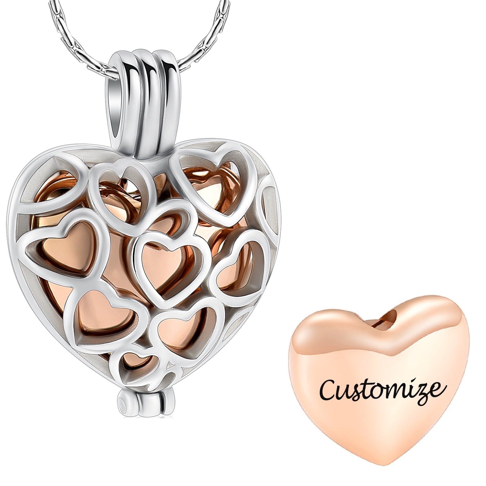Personalize Heart Vial Locket Memorial Cremation Jewelry for Ashes