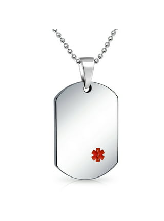 Atlas Medical ID Dog Tag with Box Chain in Silver and Cedar