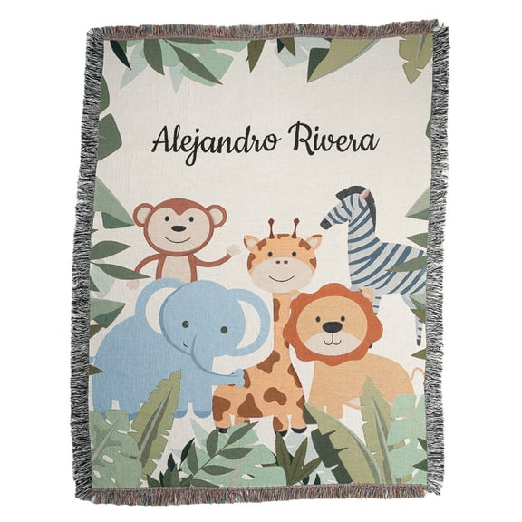 Personalize Jacquard Woven Throw, 60x80, 100% Cotton, Unisex, Machine Washable, Adult, Teen, Senior, 3.4lbs.