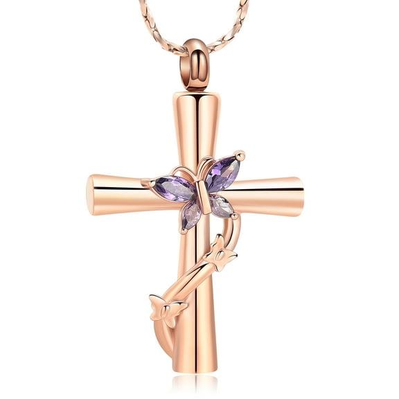 Personalize Love Infinity Butterfly Cross  Urn Pendant  Memory  Necklace for Cremation Ashes   Holder  Memorial Jewelry