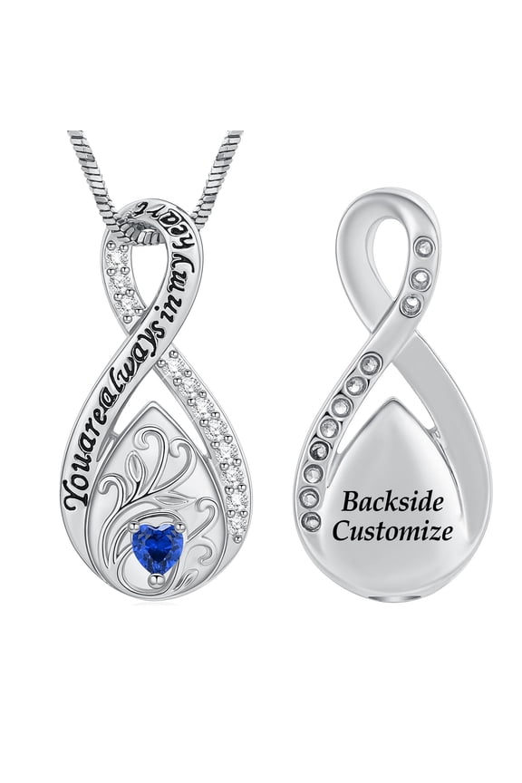 Personalize Love Infinity Urn Pendant Necklace for Cremation Ashes Keepsake Teardrop Crystal Heart Memorial Jewelry - You Are Always in My Heart