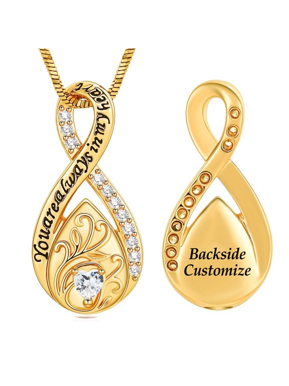 Personalize Love Infinity Urn Pendant Necklace for Cremation Ashes Keepsake Teardrop Crystal Heart Memorial Jewelry - You Are Always in My Heart