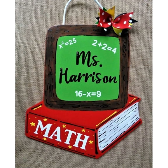 Personalize Math Teacher Sign School Class Classroom Wall Door Plaque Hanger