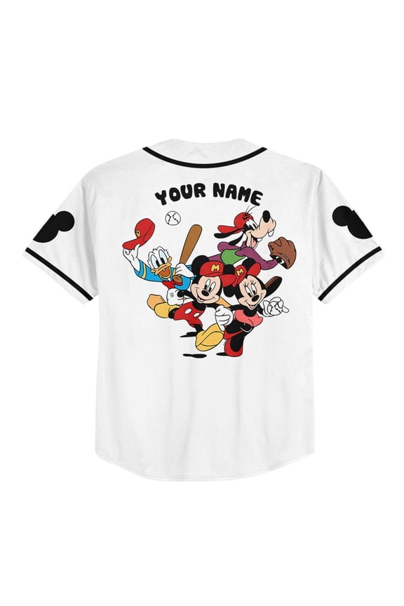 Personalize Mickey Castle Logo White Jersey, Disney Baseball Jersey Shirt, Cute Gifts For