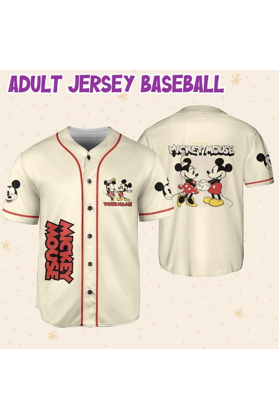Personalize Mickey Classic Love Custom Name Disney Baseball Jersey - Wondermento