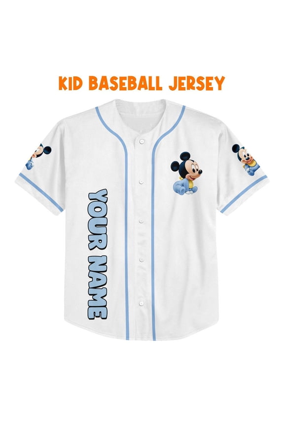 Personalize Mikey Disney Baby White jersey, Disney Baseball Jersey Sports, Cute Gifts For