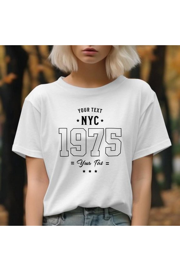 Personalize NYC 1975 T-Shirt, Comfort Colors Tee, Gildan Sweatshirt, Custom Text, New York City Gift, Personalized Vintage, Year, Birthday