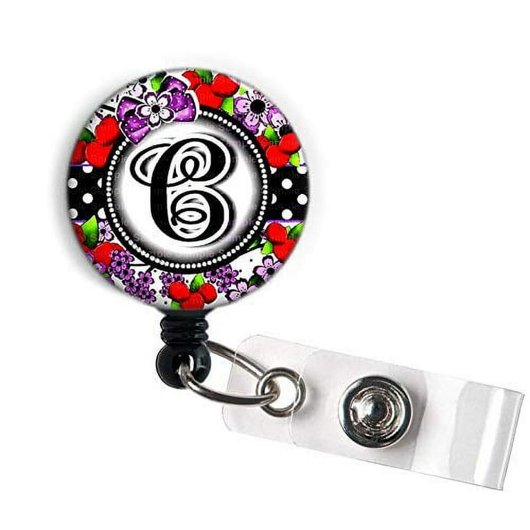 Personalize Name/Initial Retractable Swivel Clip ID Badge Reel
