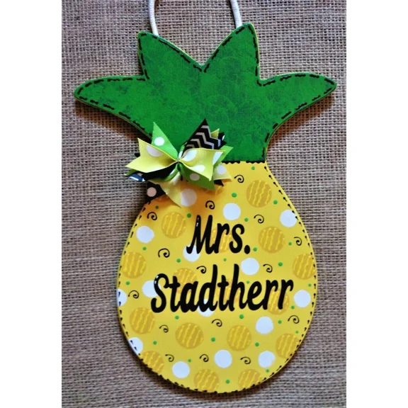 Personalize Pineapple Teacher Sign School Class Classroom Wall Door Plaque