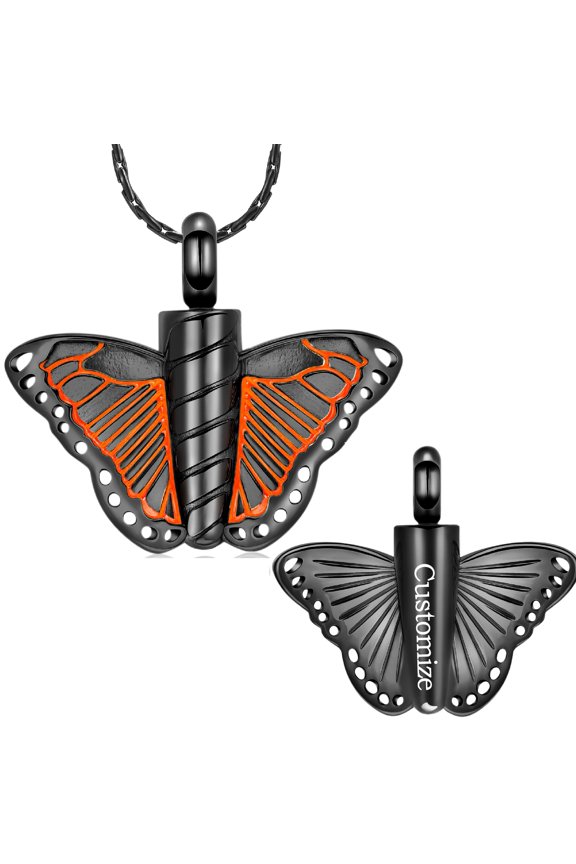 Personalize Retro-Style Butterfly Urn Pendant Cremation Jewelry for Ashes Holder Memory Necklace Memorial Jewelry