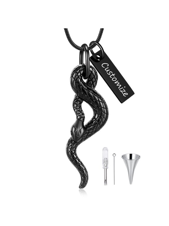 Personalize Serpent Necklace for Ashes of Loved One Memorial Cremation Jewelry for Ashes Holder Snake Urn Necklace Lockets for Ashes