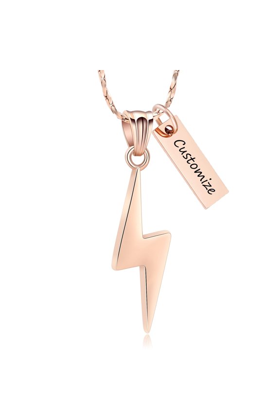 Personalize Simple Lightning Urn Pendant Cremation Jewelry for Ashes Holder Memory Necklace Memorial Jewelry