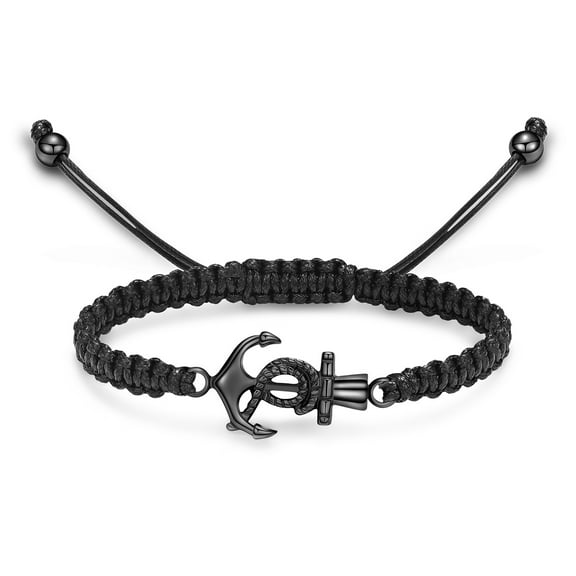 Personalize Stainless Anchor Locket Adjustable Braided Rope Bracelet Funeral Urns Bracelet for Cremation Ashes Keepsake Bangle