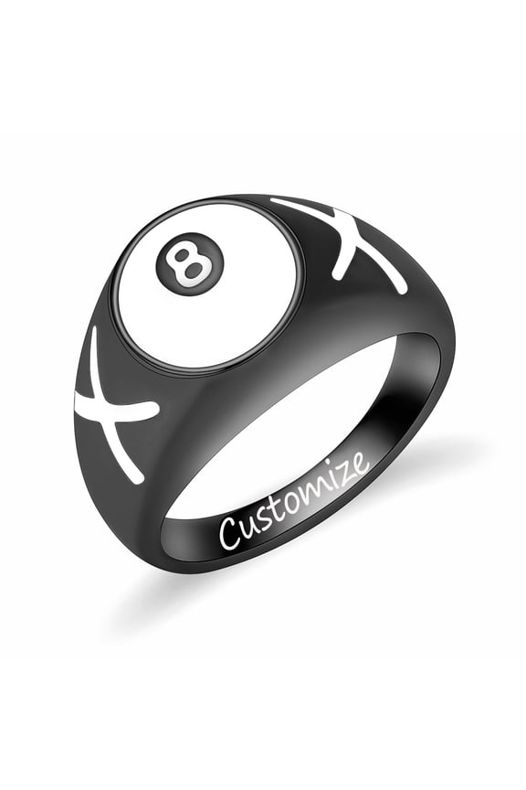 Personalize Stainless Steel 8-Ball / Devil's Eyes Ring Cremation Jewelry for Ashes Holder Memory Ring