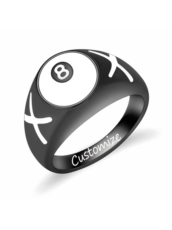 Personalize Stainless Steel 8-Ball / Devil's Eyes Ring Cremation Jewelry for Ashes Holder Memory Ring