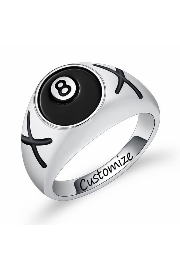 Personalize Stainless Steel 8-Ball / Devil's Eyes Ring Cremation Jewelry for Ashes Holder Memory Ring