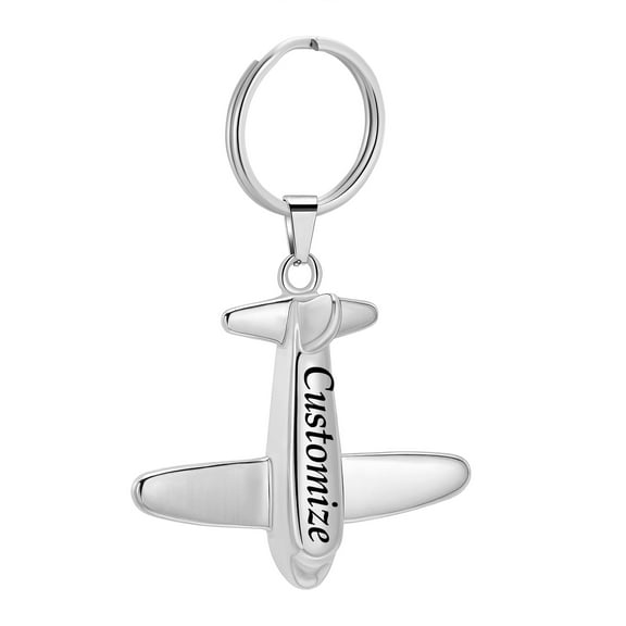Personalize Stainless Steel Airplane Funeral Cremation Urn Pendant Keyring for Cremation Ashes Urn Lockets Keychainfor Ashes of Loved One Memorial Jewelry