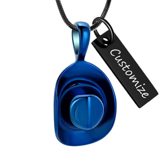 Personalize Stainless Steel Cowboy Hat Cremation Urn Pendant Necklace Necklace for Cremation Ashes Urn Lockets for Ashes of Loved One Memorial Jewelry