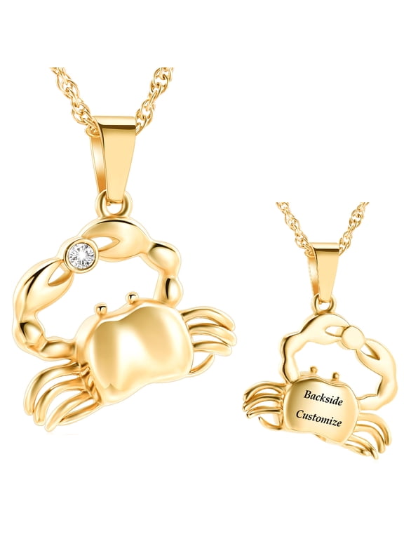 Personalize Stainless Steel Crab Urn Pendant Memory Necklace for Cremation Ashes Keepsake Memorial Jewelry