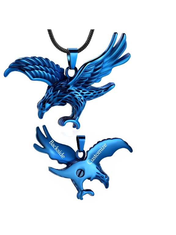 Personalize Stainless Steel Eagle Cremation Urn Pendent for Ashes and Chain Human Pet Ash Holder Memory Necklace for Cremation Ashes Keepsake Memorial Jewelry