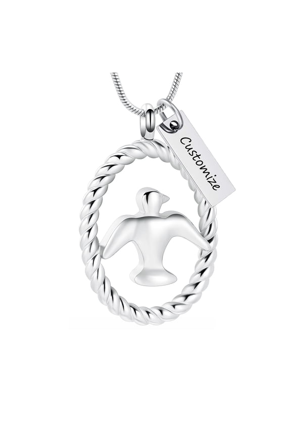 Personalize Stainless Steel Eagle Urn Pendant Memorial Jewelry Cremation Jewelry for Ashes Memory Necklace