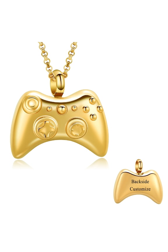 Personalize Stainless Steel Gamepad Urn Pendant Necklace for Cremation Ashes Keepsake Memorial Jewelry Necklace for Ashes of Loved One