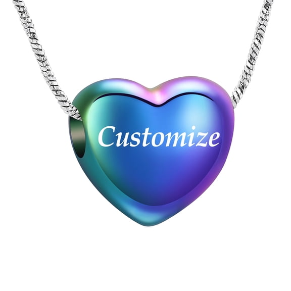 Personalize Stainless Steel Heart Cremation Urn Pendant Memory Necklace for Cremation Ashes Keepsake Pet Human Memorial Jewelry