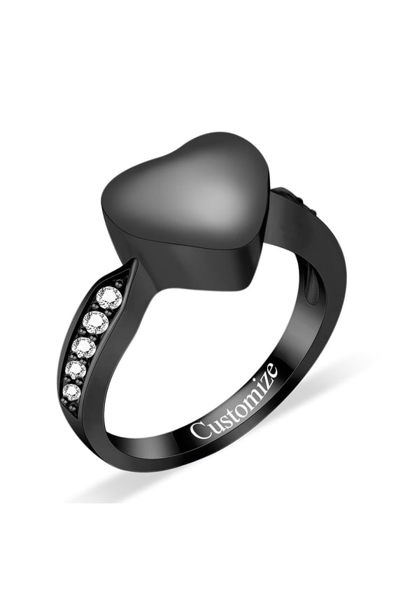Personalize Stainless Steel Heart Urn Pendant Cremation Jewelry for Ashes Keepsake Urn Ring for Women