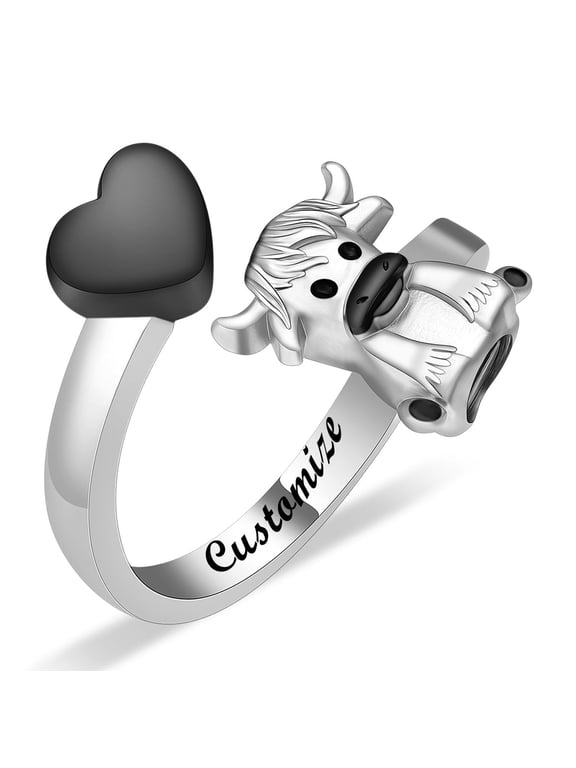 Personalize Stainless Steel Heart Yak Urn Pendant Memorial Cremation Jewelry for Ashes Keepsake Ring