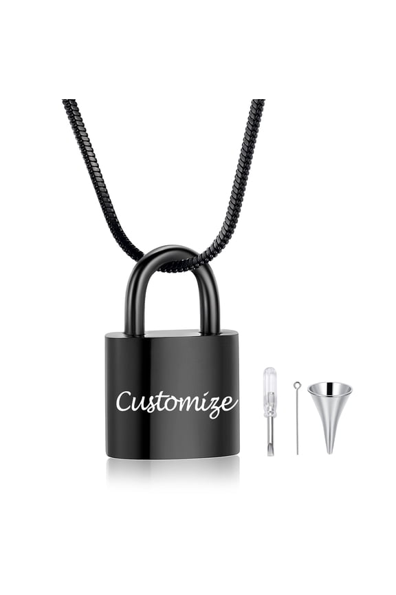 Personalize Stainless Steel Lock Urn Pendant Cremation Jewelry for Ashes Urn Necklace Lockets for Ashes Keepsake Memorial Jewelry
