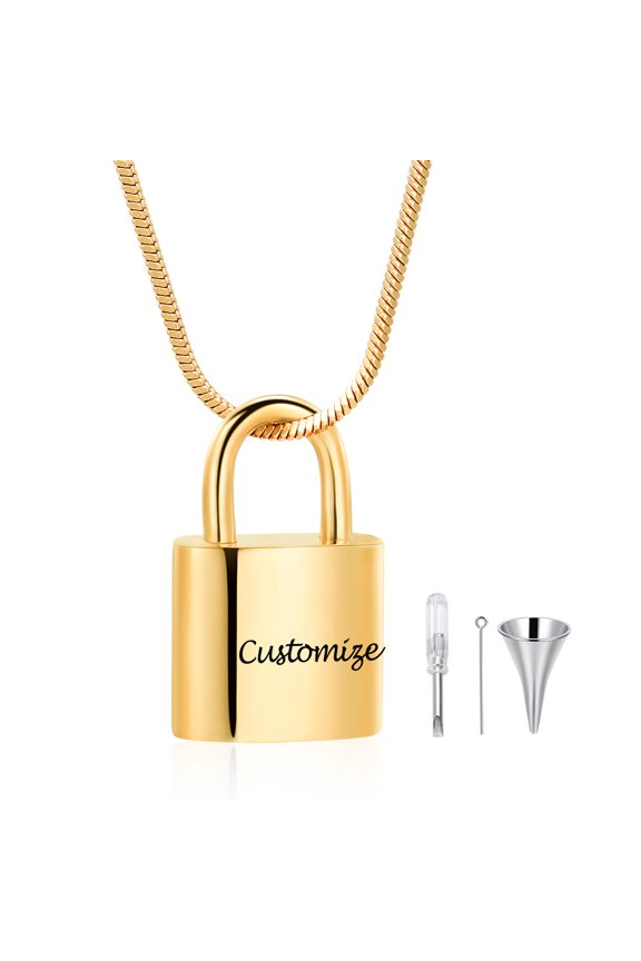 Personalize Stainless Steel Lock Urn Pendant Cremation Jewelry for Ashes Urn Necklace Lockets for Ashes Keepsake Memorial Jewelry