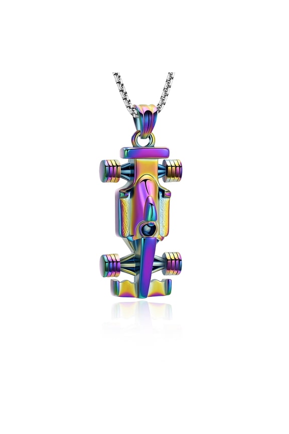 Personalize Stainless Steel Race Car Urn Pendants with Chain Necklace for Cremation Ashes of Loved One Memorial Jewelry