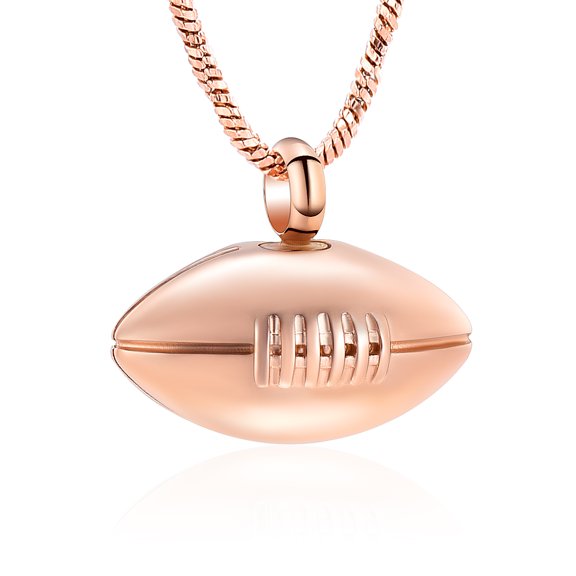Personalize Stainless Steel Rugby Funeral Cremation Urn Pendant American football Necklace for Cremation Ashes Urn Lockets for Ashes of Loved One Memorial Jewelry