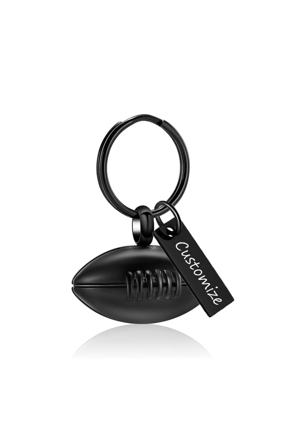 Personalize Stainless Steel Rugby Funeral Cremation Urn Pendant Keyring American football Keychain for Cremation Ashes Urn Lockets for Ashes of Loved One Memorial Jewelry
