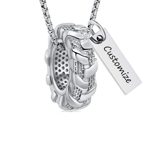 Personalize Stainless Steel Tyre Pendant Necklace Urns for Cremation Ashes Keepsake Memorial Jewelry