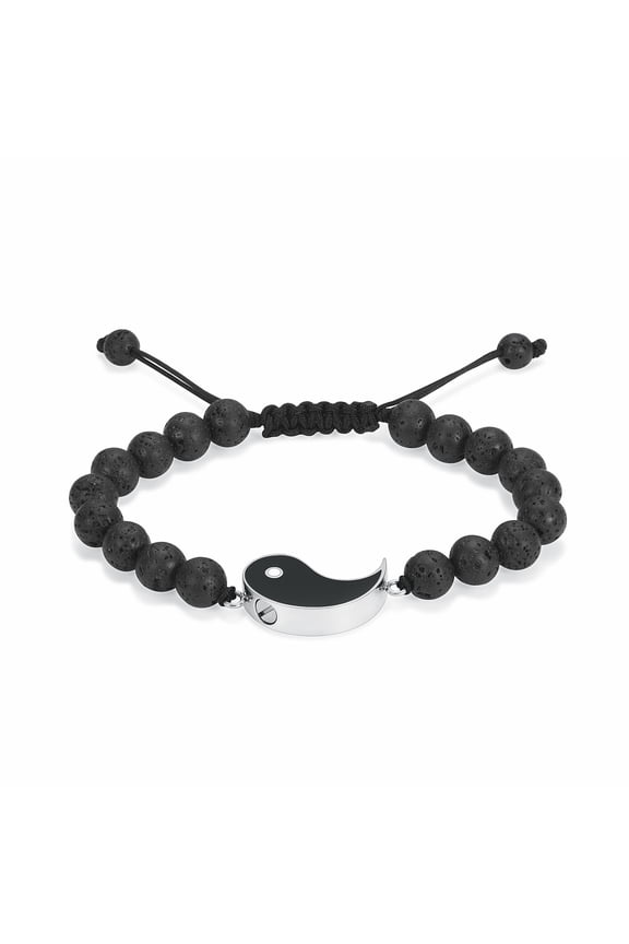 Personalize Stainless Steel Yin Yang Tai Chi Urn Pendant Volcanic Stone Beaded Bracelet Memorial Cremation Jewelry for Ashes