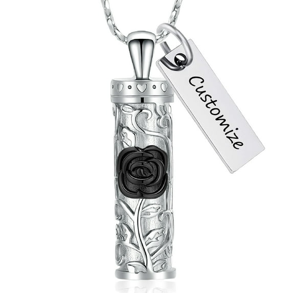 Personalize Sunflower Cylinder Urn Pendant for Ashes Necklace for Cremation Ashes Holder Memorial Jewelry
