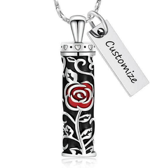 Personalize Sunflower Cylinder Urn Pendant for Ashes Necklace for Cremation Ashes Holder Memorial Jewelry