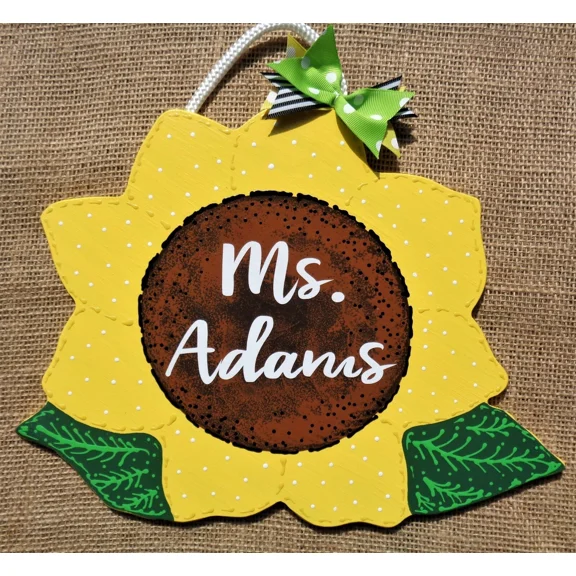 Personalize Sunflower Teacher Sign Wall Art Door Plaque School Class Classroom