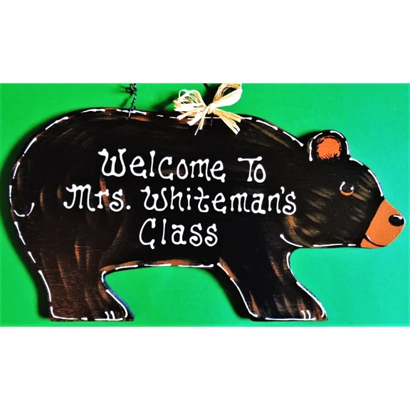 Personalize Teacher Class Bear Sign Classroom Name School Aide Wall Door Plaque