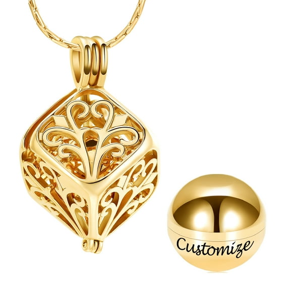 Personalize Tree of Life Cube with Urn Stainless Steel Urn Pendant Necklace Memorial Pet Human Cremation Ashes Hair Keepsake Locket Jewellery