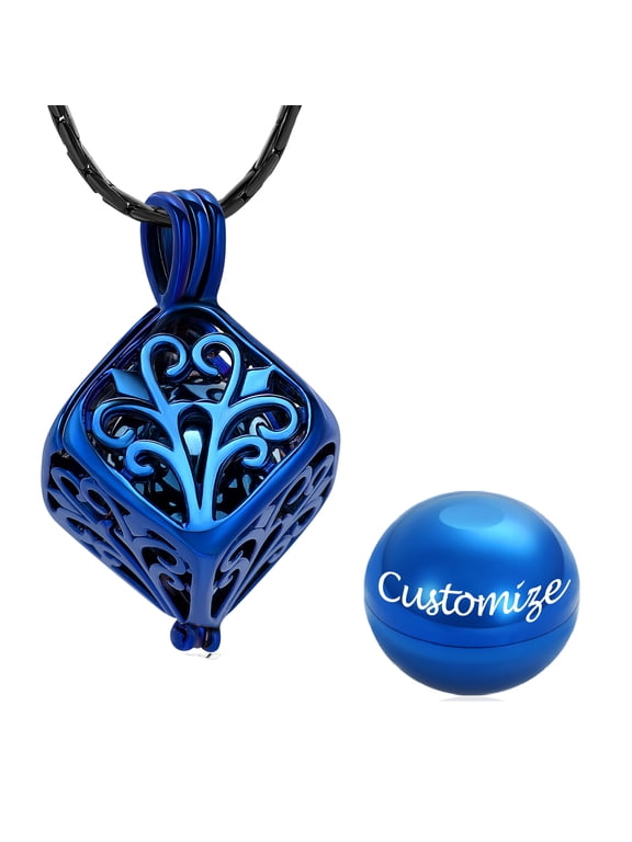 Personalize Tree of Life Cube with Urn Stainless Steel Urn Pendant Necklace Memorial Pet Human Cremation Ashes Hair Keepsake Locket Jewellery