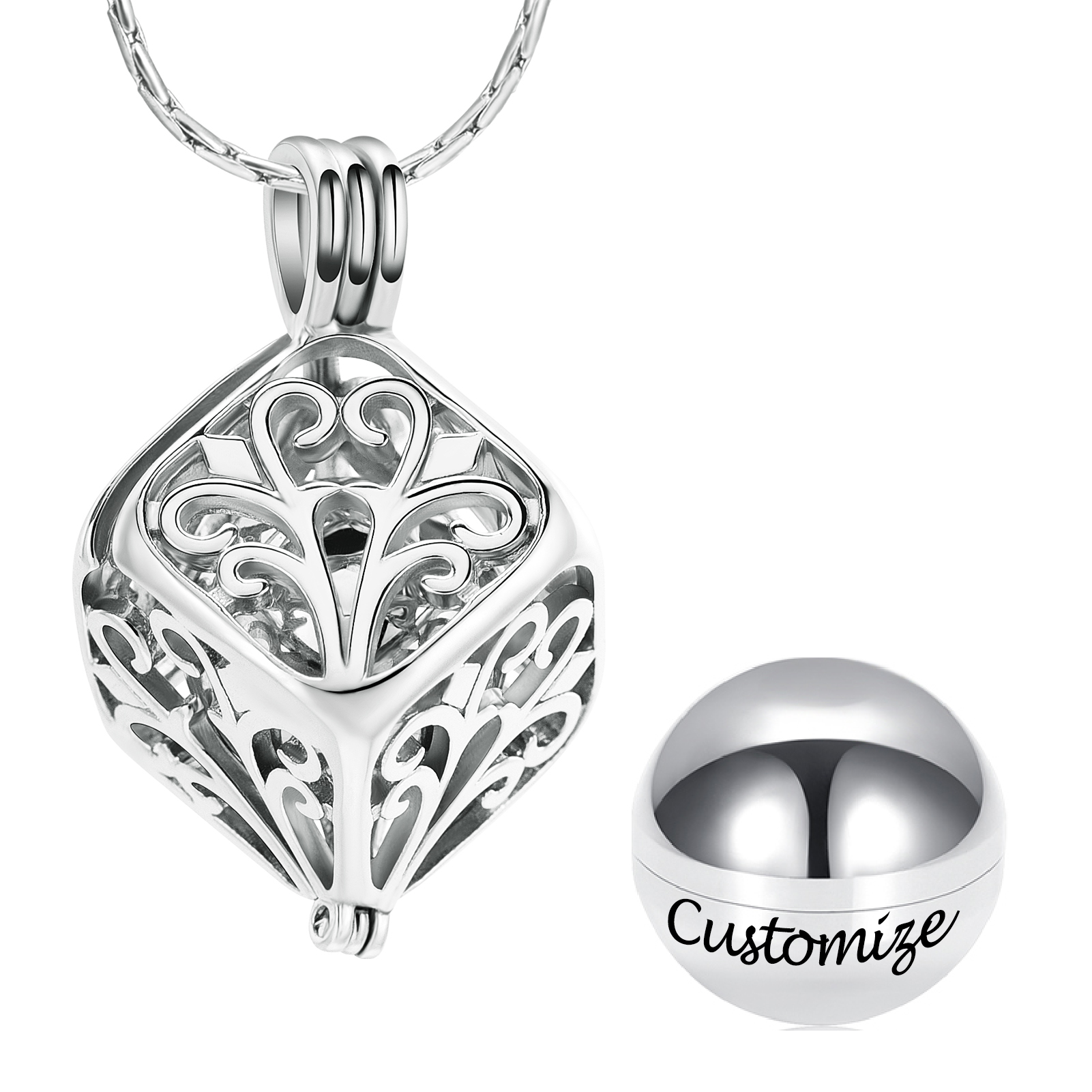 COCO Park Tree Of Life Cremation Urn Necklace - Stainless Steel Memorial Pendant For Ashes Or Hair