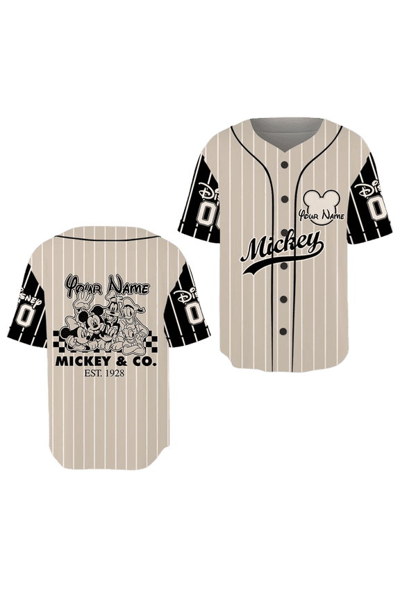 Personalize Vintage Mickey Mouse & Co 1928 Jersey, Youth, Adult Disney Baseball Jersey Sports, Cute Gifts For Fans Disney, 3D Shirt PSD258.C