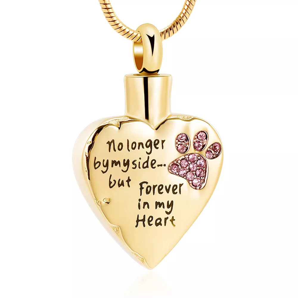 Pet Memorial Bracelet - "No Longer By My Side" Stainless Steel Paw Print & Angel Wing Charm