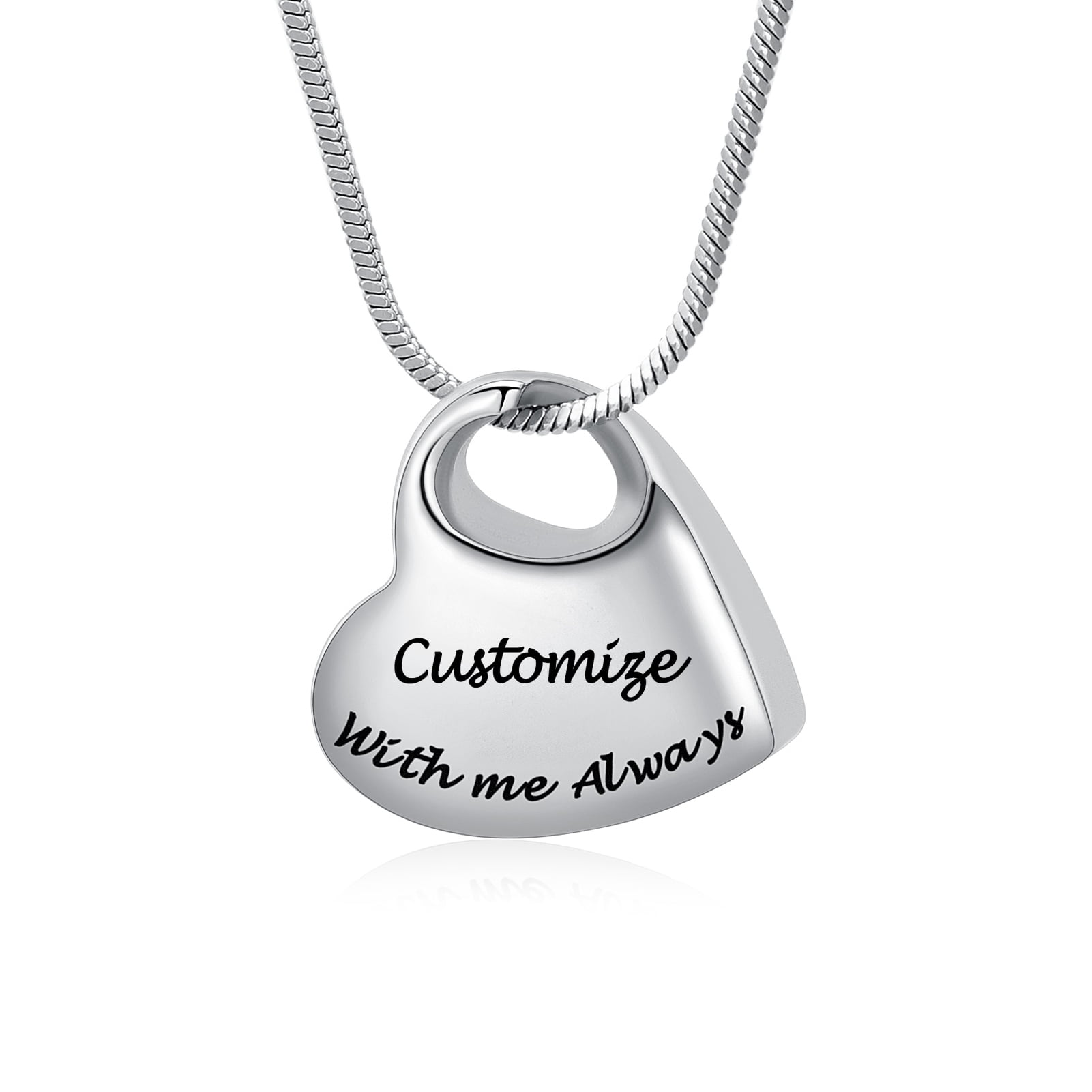 Personalize With me Always - Stainless Steel Heart Urn Pendant Memory ...