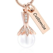 CONSTANTLIFE Personalize Women's Pearl Locket Cremation Jewelry for Ashes Urn Necklace Stainless Steel Memorial Lockets Keepsakes Jewelry for Ashes Holder Pendant W/ Fill kit