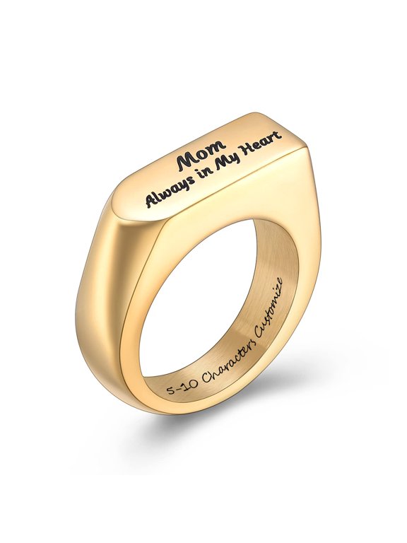 Personalize Wrench Urn Ring Mom Memorial Cremation Jewelry for Ashes Holder Funeral Keepsake Finger Ring -Always in My Heart