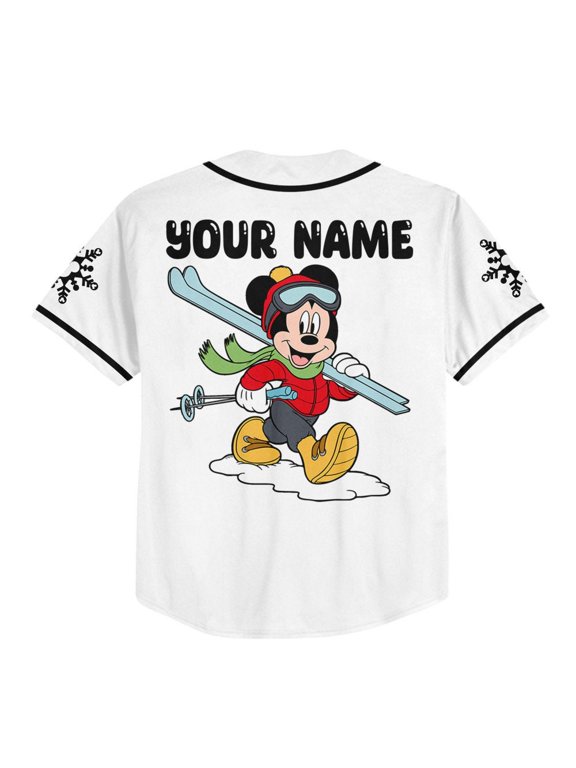 Personalize mickey snow Jersey, Disney Baseball Jersey Shirt, Cute Gifts For Fans Disney,