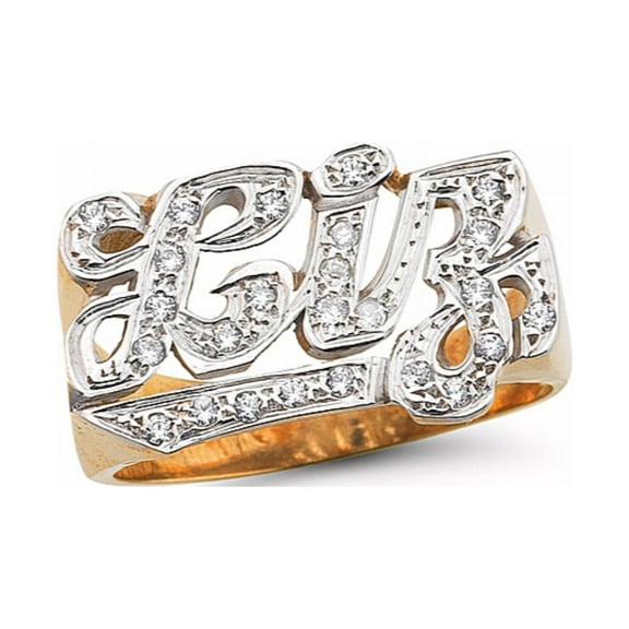 Personalized 0.15 CTW Diamond Name Ring Script Style 12mm 14K Yellow or 14K 14K White Gold. Special Order, Made to Order. PLR092Y